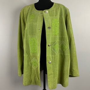 Neon green, true vintage, leather button, jacket extra-large vintage with tags
